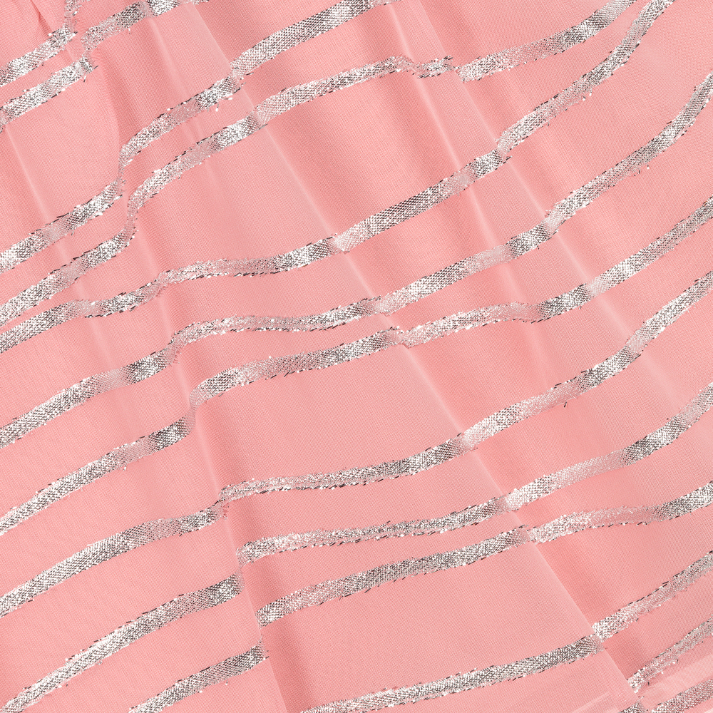 EIRENE-Pink & Silver Stripe Bow Dress | Childrensalon Outlet