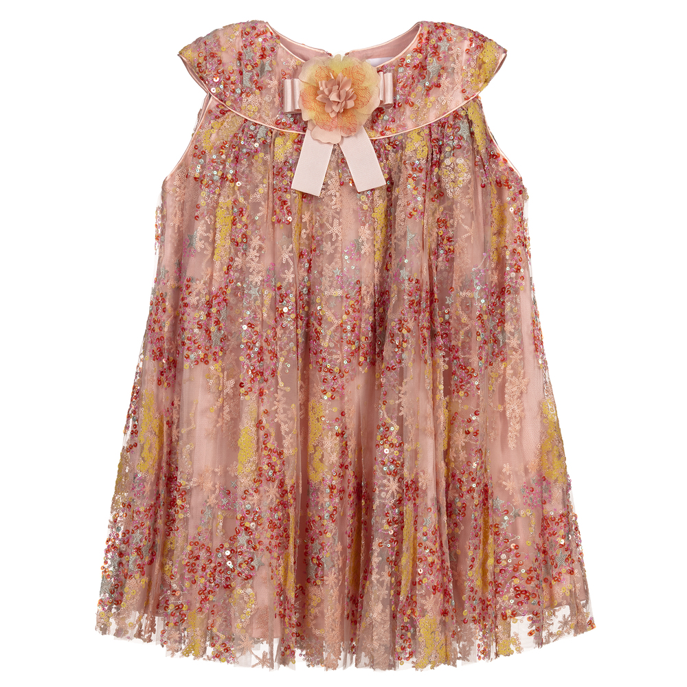 EIRENE - Розовое платье из тюля с пайетками | Childrensalon