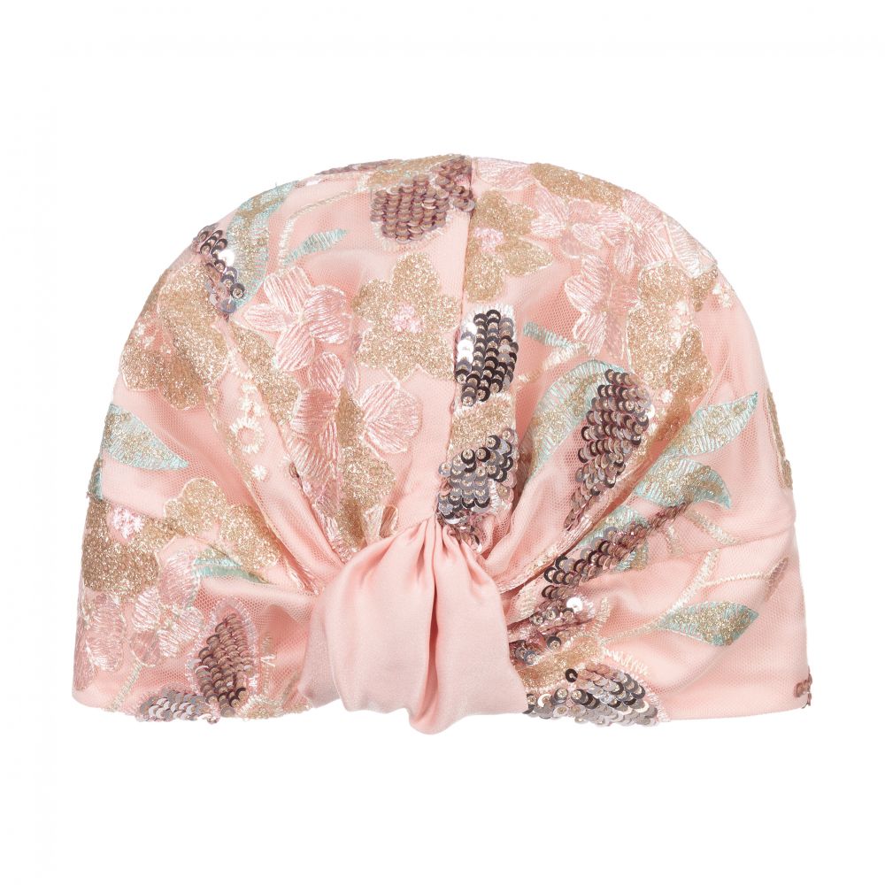 EIRENE-Pink Tulle & Sequin Turban | Childrensalon Outlet