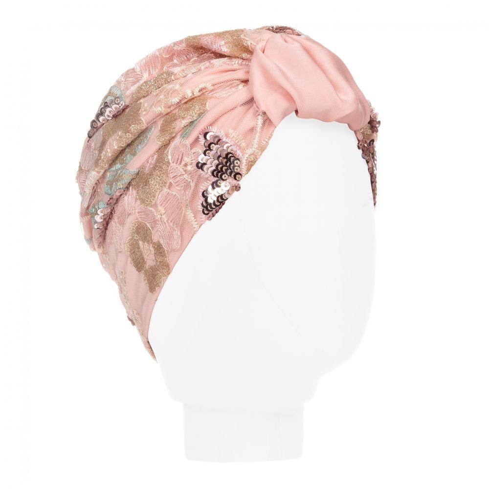 EIRENE - Rosa Turban mit Tüll und Pailletten | Childrensalon