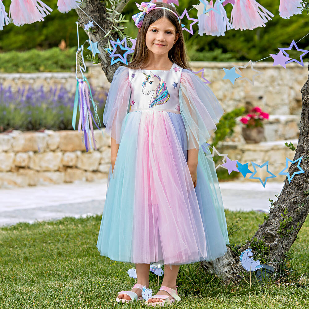 EIRENE Pink Tulle Unicorn Dress Childrensalon Outlet