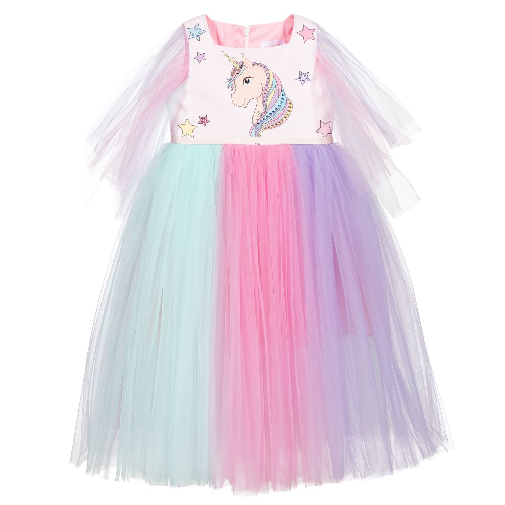 EIRENE - Розовое платье из тюля с единорогом | Childrensalon