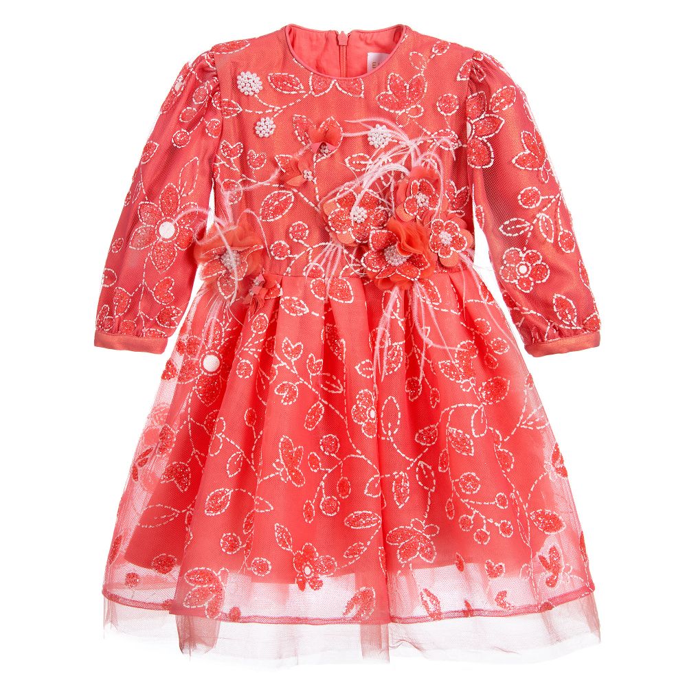 EIRENE-Pink & White Beaded Dress | Childrensalon Outlet