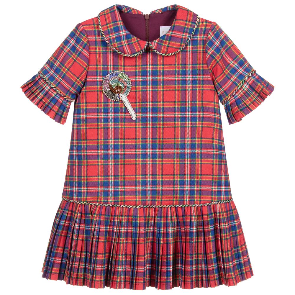 EIRENE - Robe rouge et bleue à carreaux écossais | Childrensalon