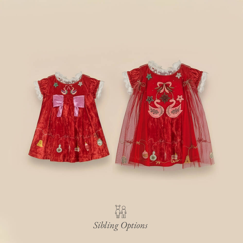 EIRENE-Red Xmas Embrodiered Cape Dress | Childrensalon Outlet