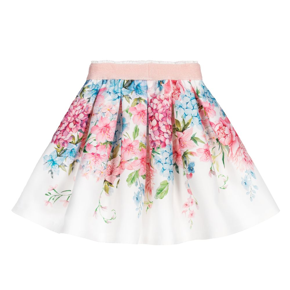 EIRENE-White & Pink Floral Skirt | Childrensalon Outlet