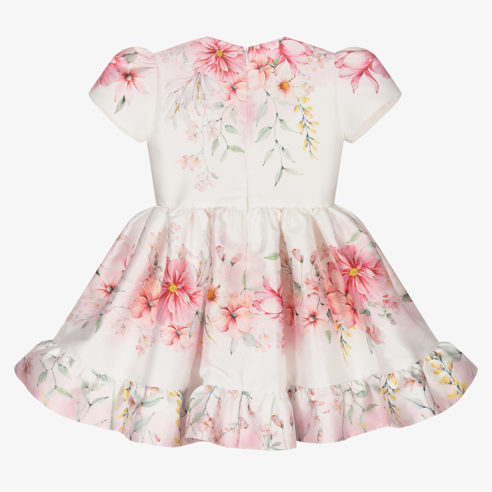 EIRENE-White & Pink Satin Dress  | Childrensalon Outlet