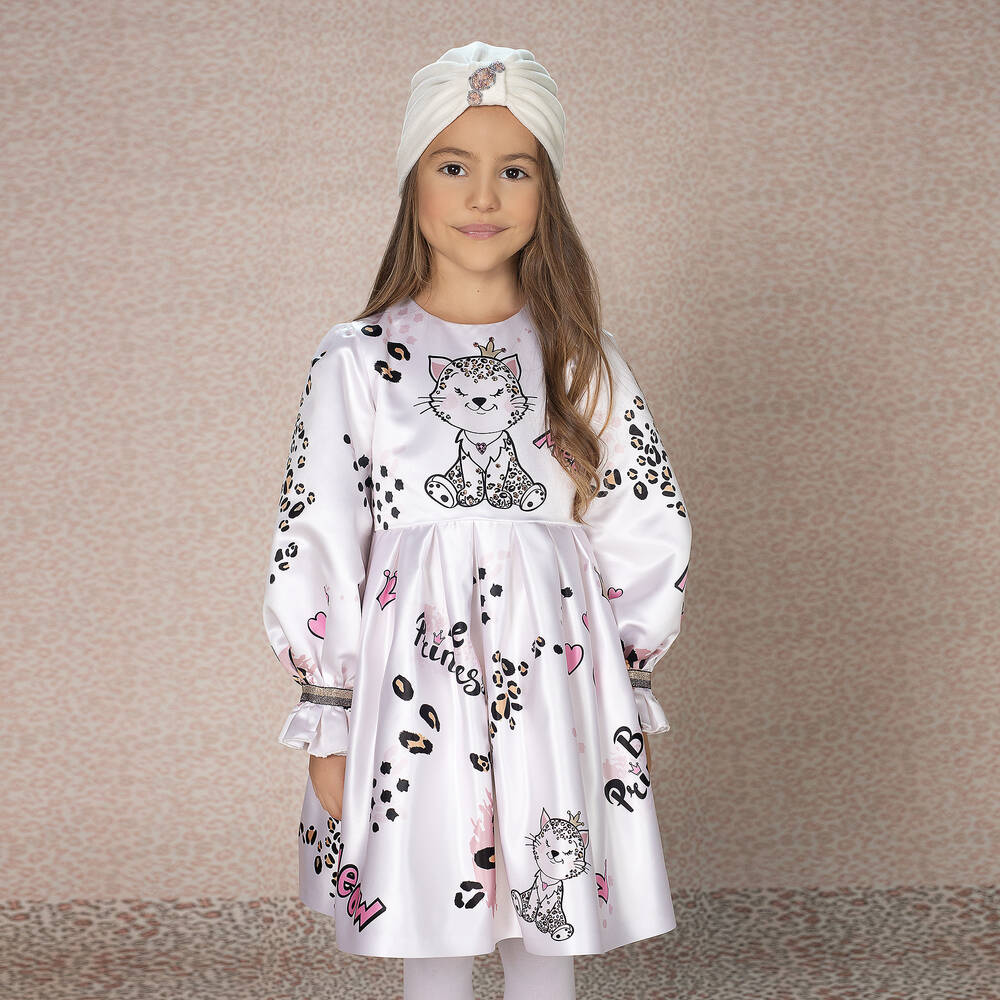 EIRENE-White Satin Princess Dress | Childrensalon Outlet
