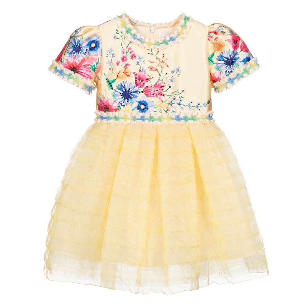 EIRENE - Yellow Floral Organza Dress | Childrensalon