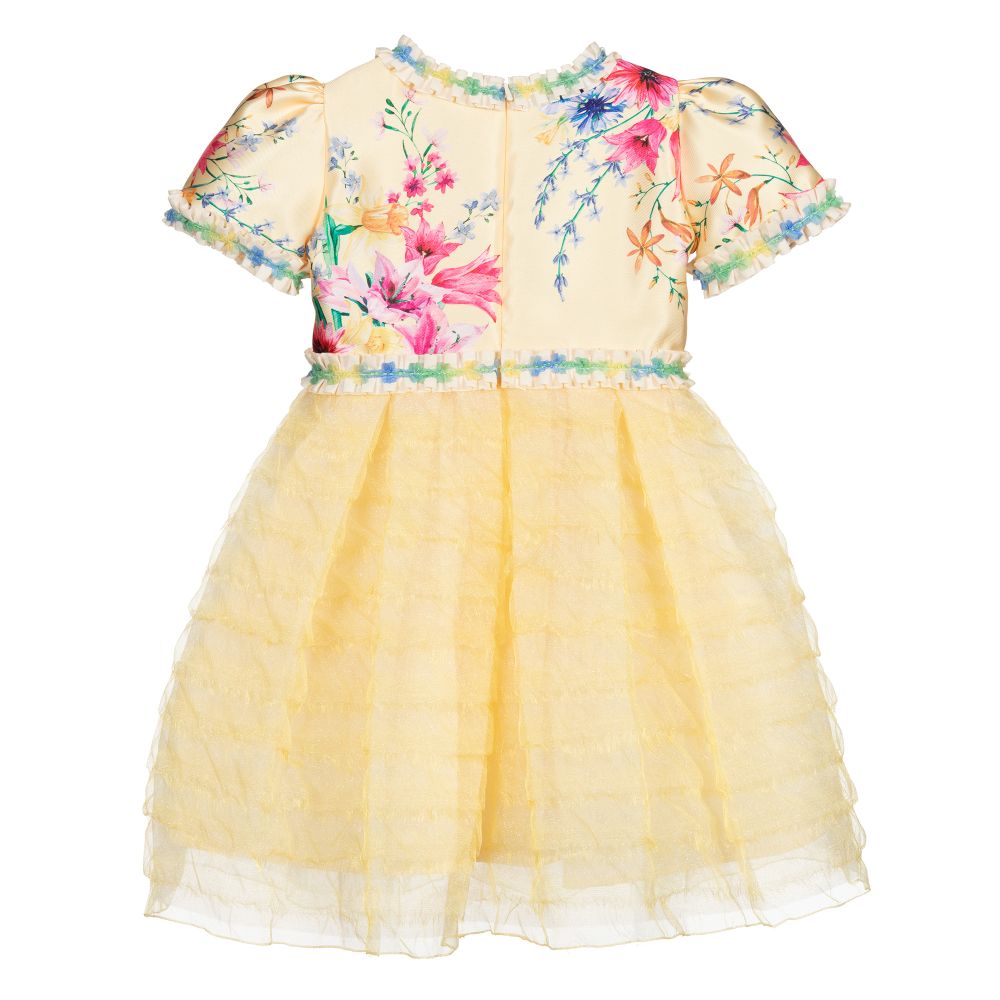 EIRENE - Yellow Floral Organza Dress | Childrensalon Outlet