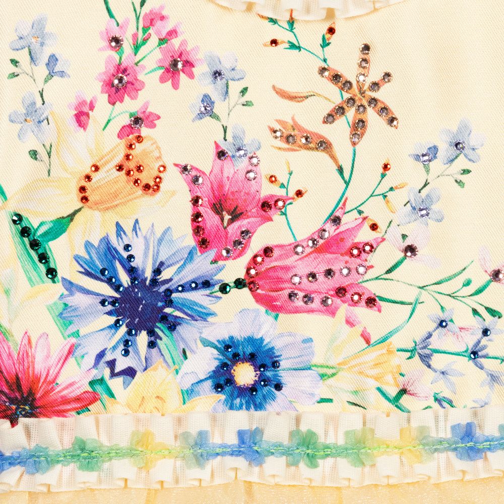 EIRENE-Yellow Floral Organza Dress | Childrensalon Outlet