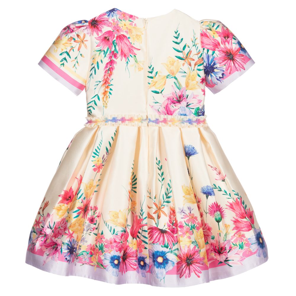 EIRENE-Yellow Floral Satin Dress | Childrensalon Outlet