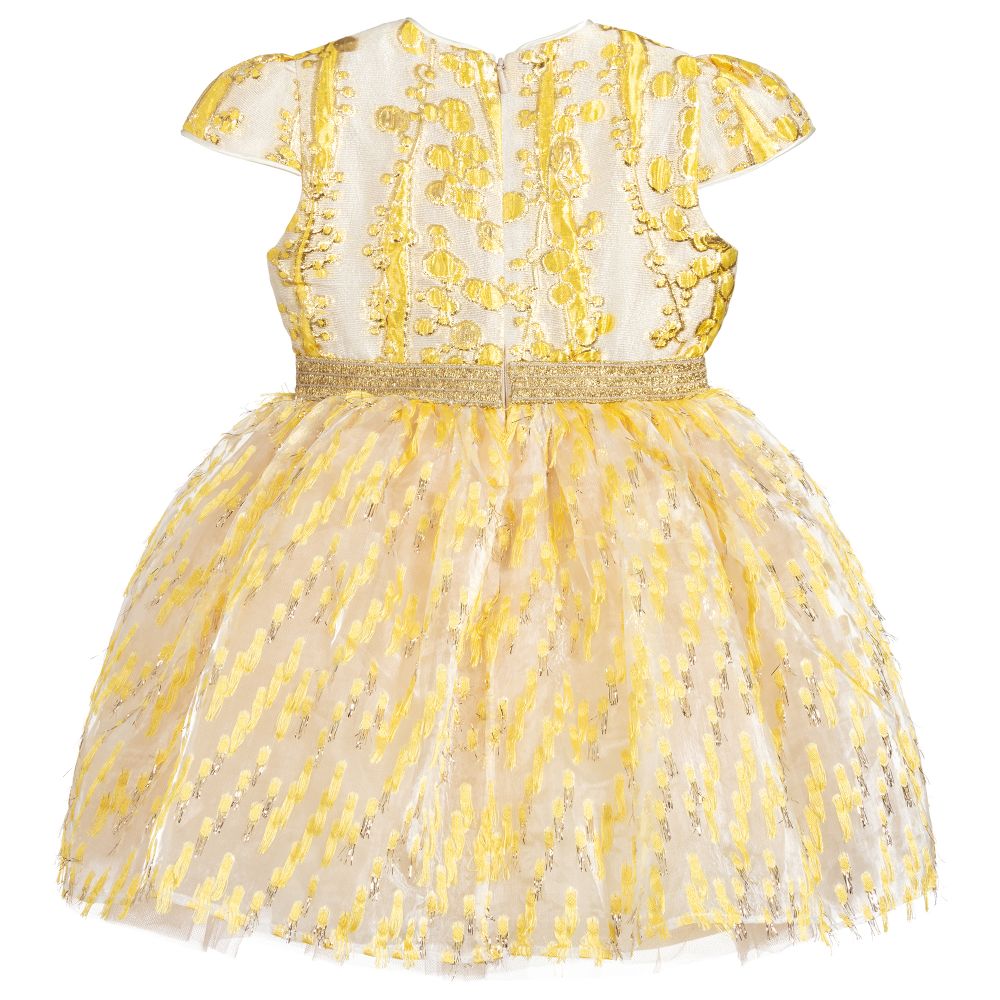 EIRENE-Yellow & Gold Chiffon Dress | Childrensalon Outlet