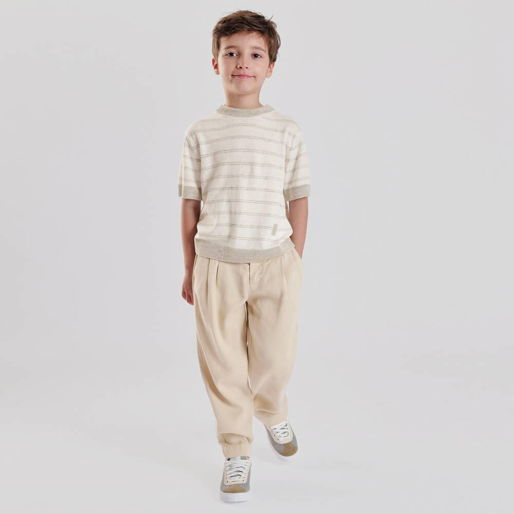 Eleventy-Boys Beige Chino Style Trousers | Childrensalon Outlet
