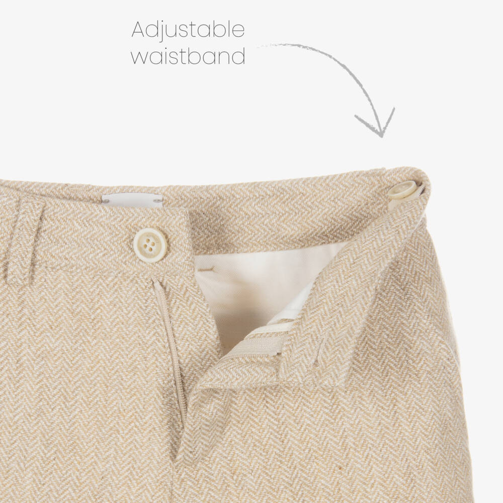Eleventy-بنطلون صبياني بيج من مزيج الصوف | Childrensalon Outlet