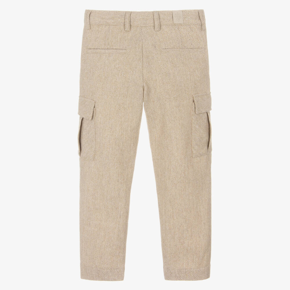 Eleventy-بنطلون صبياني بيج من مزيج الصوف | Childrensalon Outlet