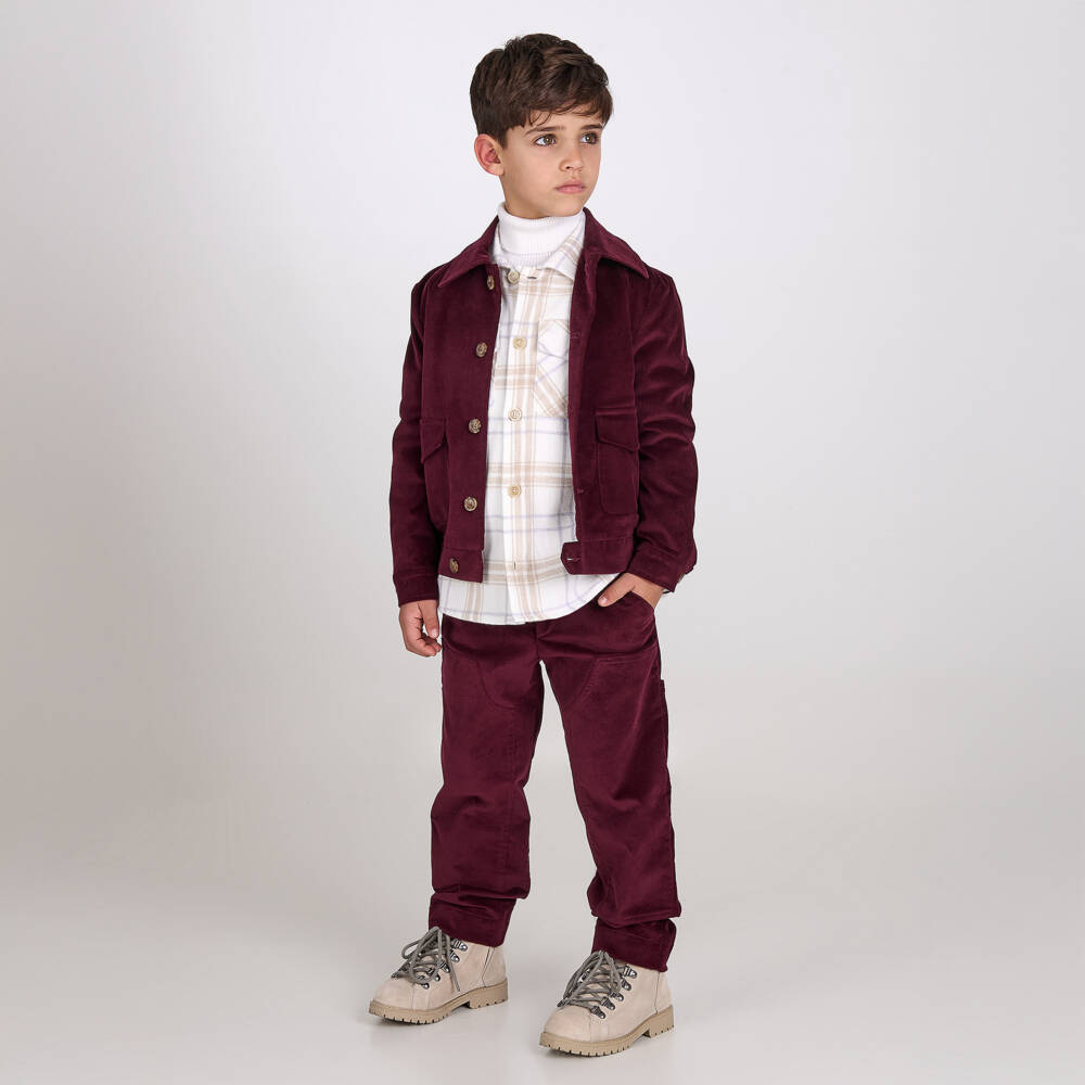 Eleventy-Boys Beige Ivory Check Flannel Shirt | Childrensalon Outlet