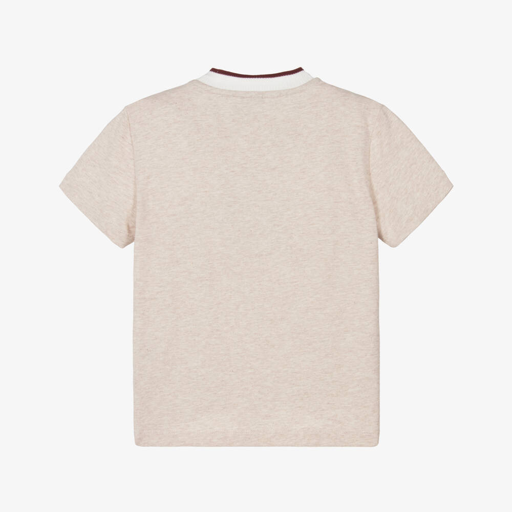 Eleventy-Boys Beige Marl Cotton T-Shirt | Childrensalon Outlet