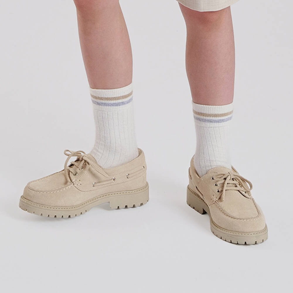 Eleventy-Boys Beige Suede Leather Loafers | Childrensalon Outlet