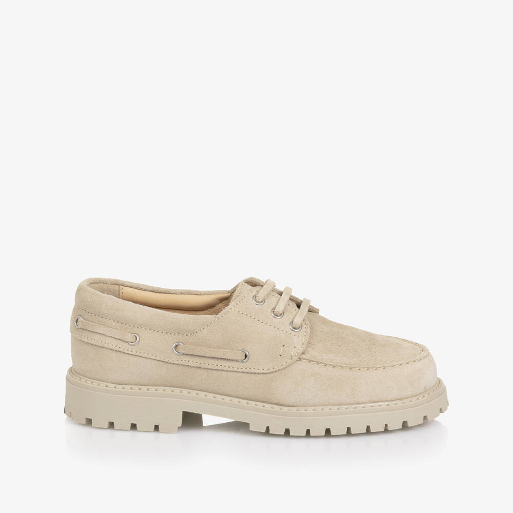 Eleventy-Boys Beige Suede Leather Loafers | Childrensalon Outlet