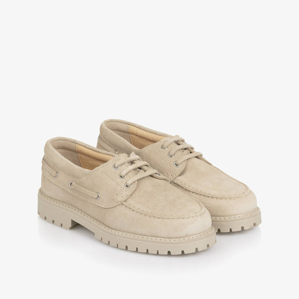 Eleventy-Boys Beige Suede Leather Loafers | Childrensalon Outlet