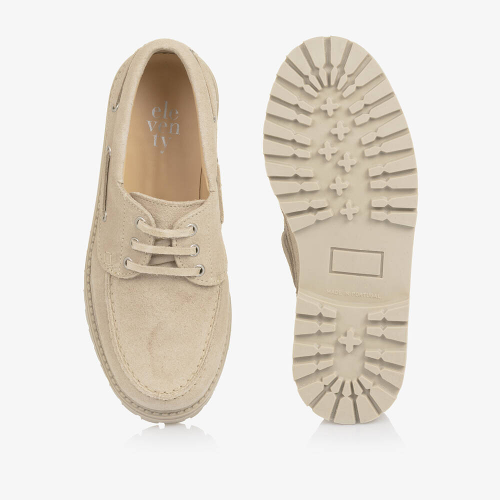 Eleventy-Boys Beige Suede Leather Loafers | Childrensalon Outlet