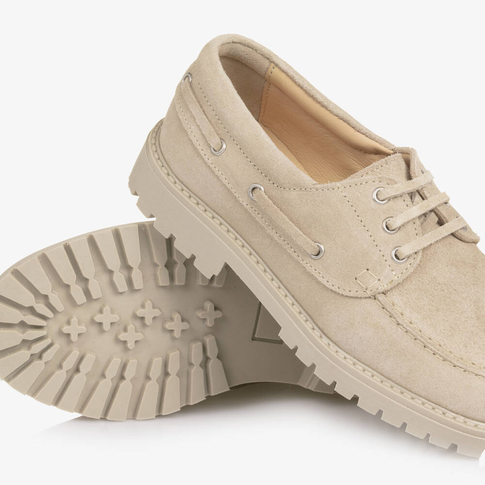 Eleventy-Boys Beige Suede Leather Loafers | Childrensalon Outlet