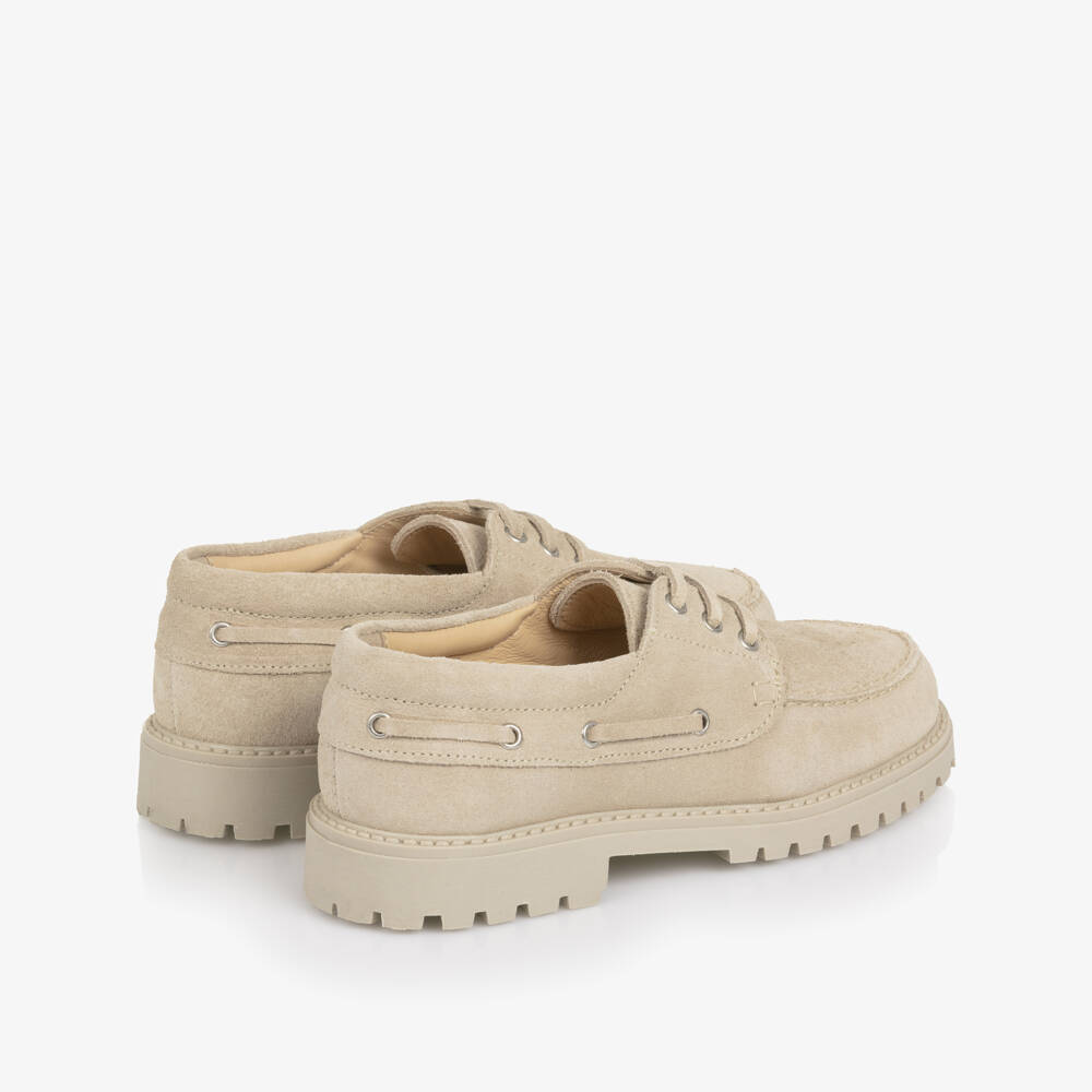 Eleventy-Boys Beige Suede Leather Loafers | Childrensalon Outlet