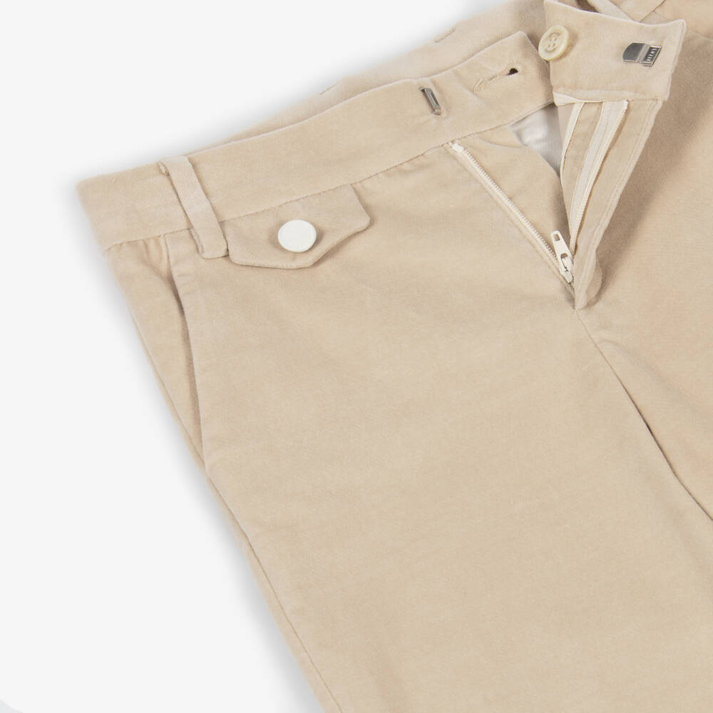 Eleventy-Boys Beige Velvet Trousers | Childrensalon Outlet