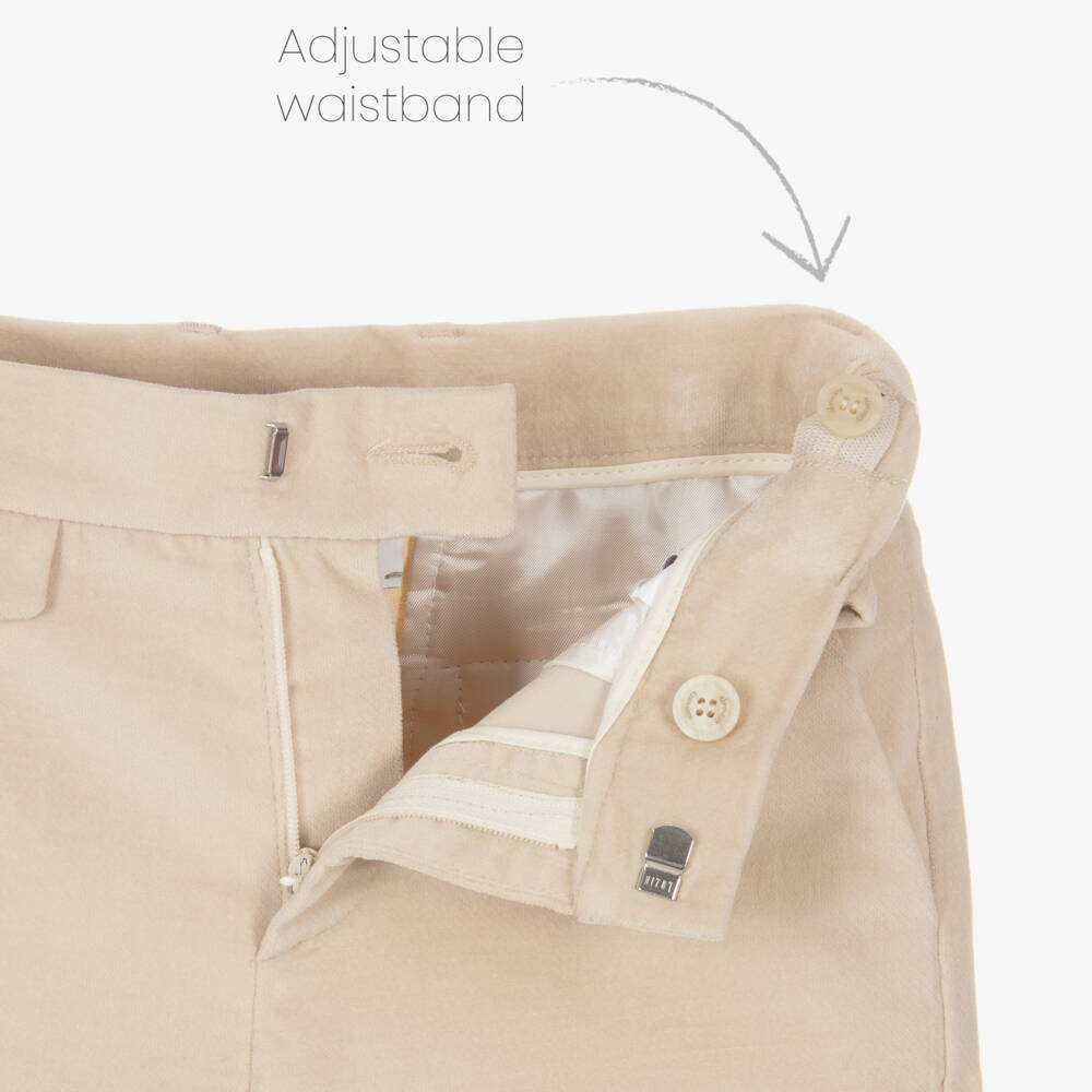 Eleventy-Boys Beige Velvet Trousers | Childrensalon Outlet