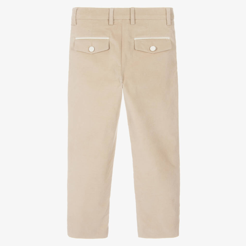 Eleventy-Boys Beige Velvet Trousers | Childrensalon Outlet