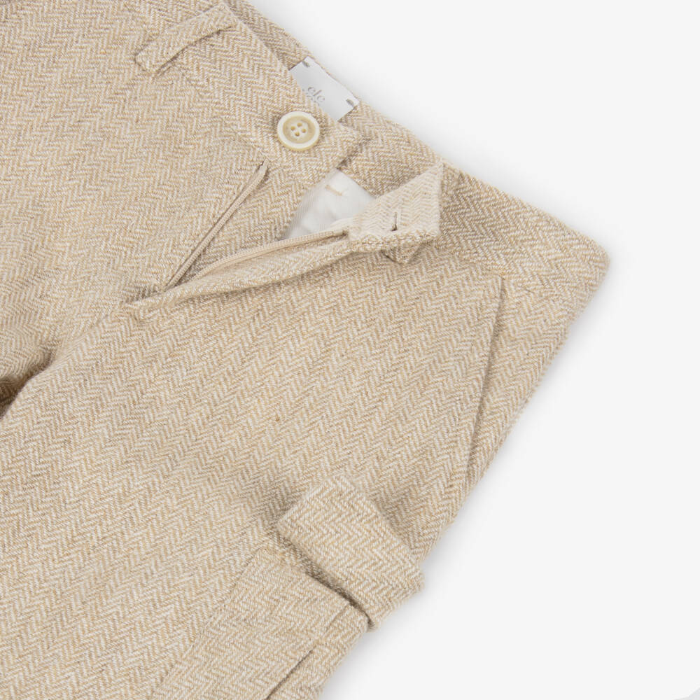 Eleventy-Boys Beige Wool Blend Trousers | Childrensalon Outlet