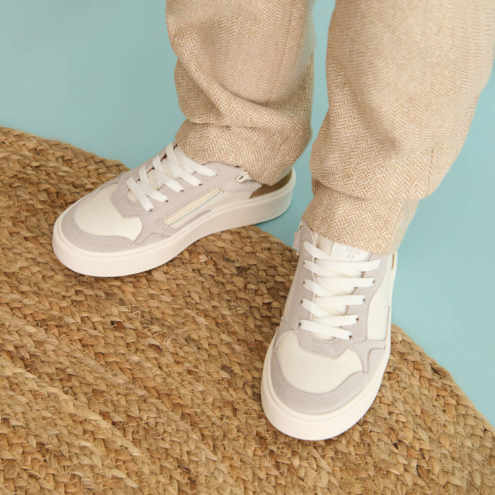 Eleventy-Boys Grey and White Leather Sneakers | Childrensalon Outlet