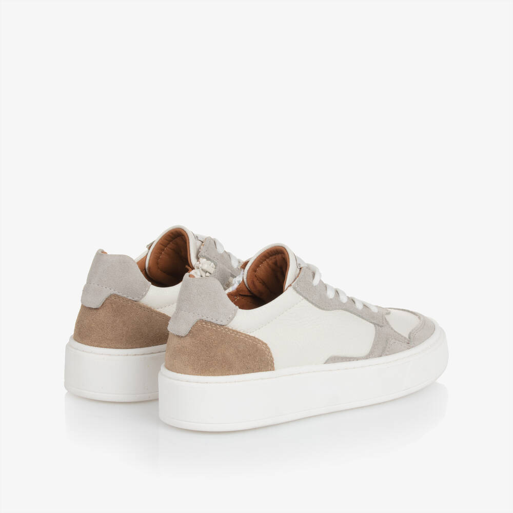Eleventy-Boys Grey and White Leather Sneakers | Childrensalon Outlet