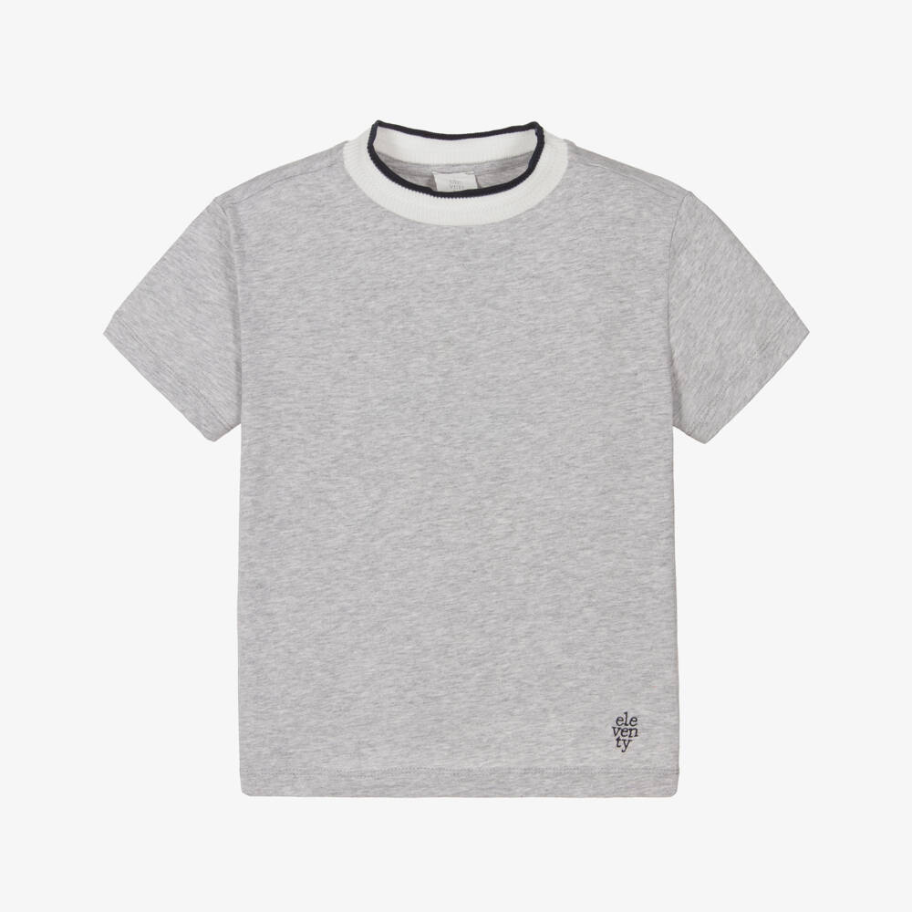 Eleventy-Boys Grey Marl Cotton T-Shirt | Childrensalon Outlet