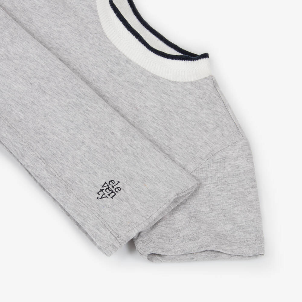 Eleventy-Boys Grey Marl Cotton T-Shirt | Childrensalon Outlet