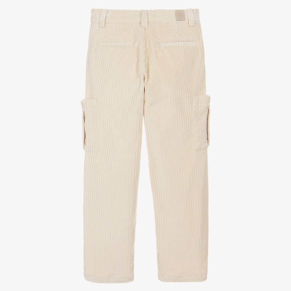 Eleventy-Boys Ivory Cotton Cargo Pants | Childrensalon Outlet