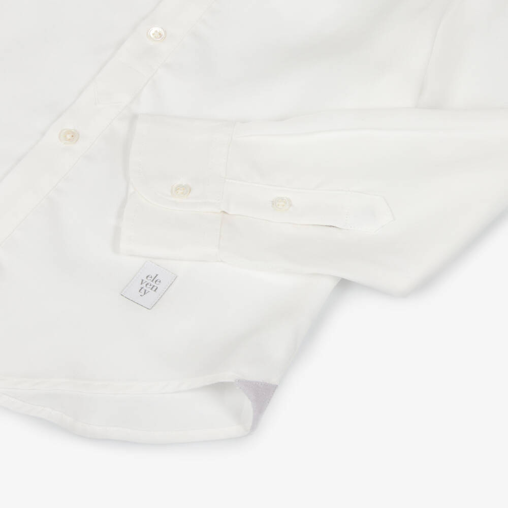 Eleventy-Boys Ivory Twill Button-Down Shirt | Childrensalon Outlet