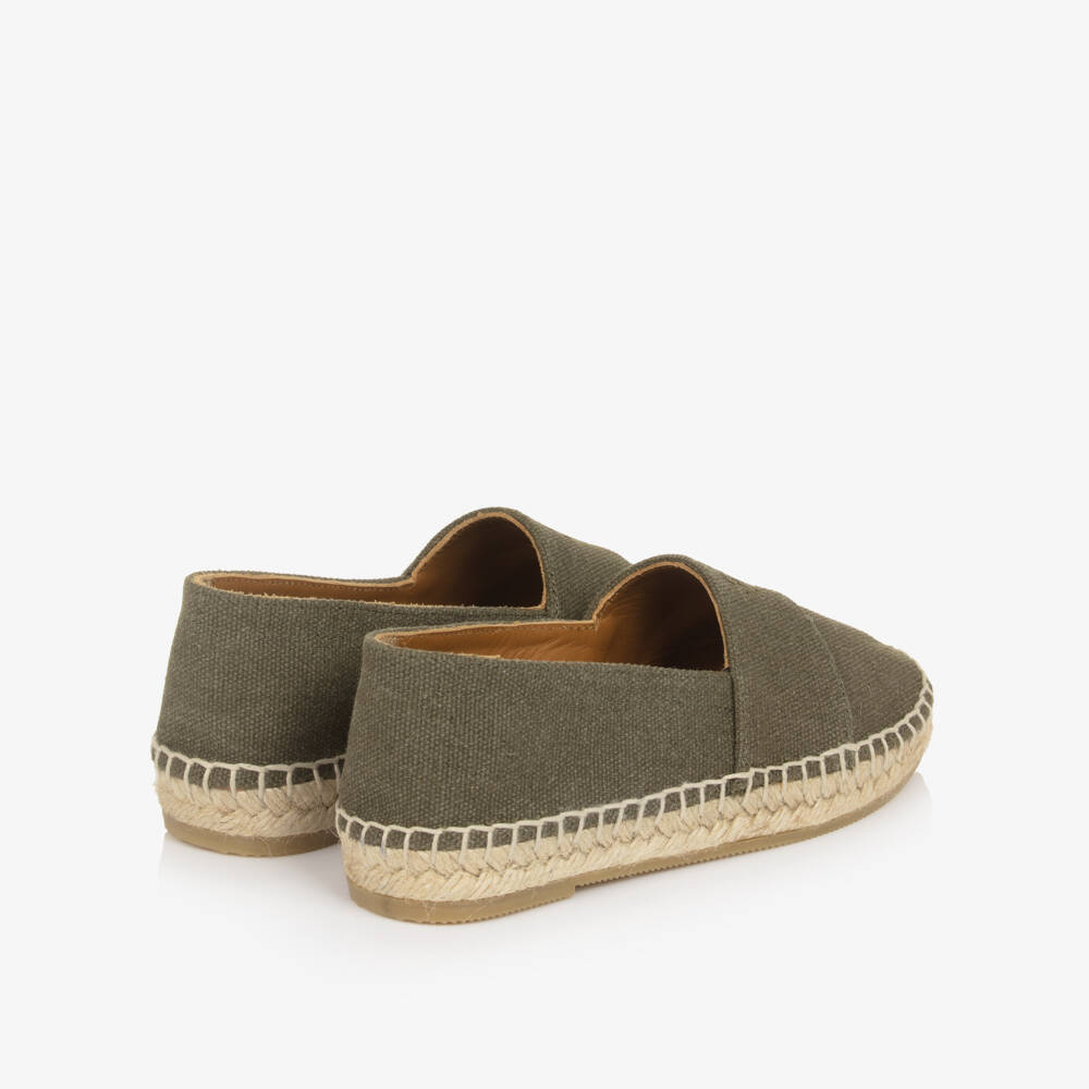 Eleventy-Boys Khaki Green Espadrilles with Embroidered Logo | Childrensalon Outlet