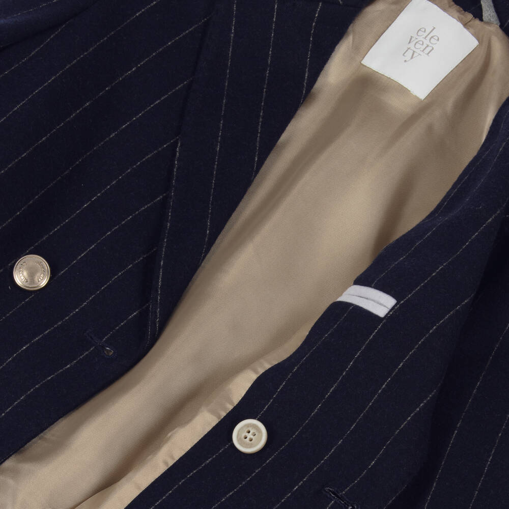Eleventy-Boys Navy Pinstripe Dress Blazer | Childrensalon Outlet