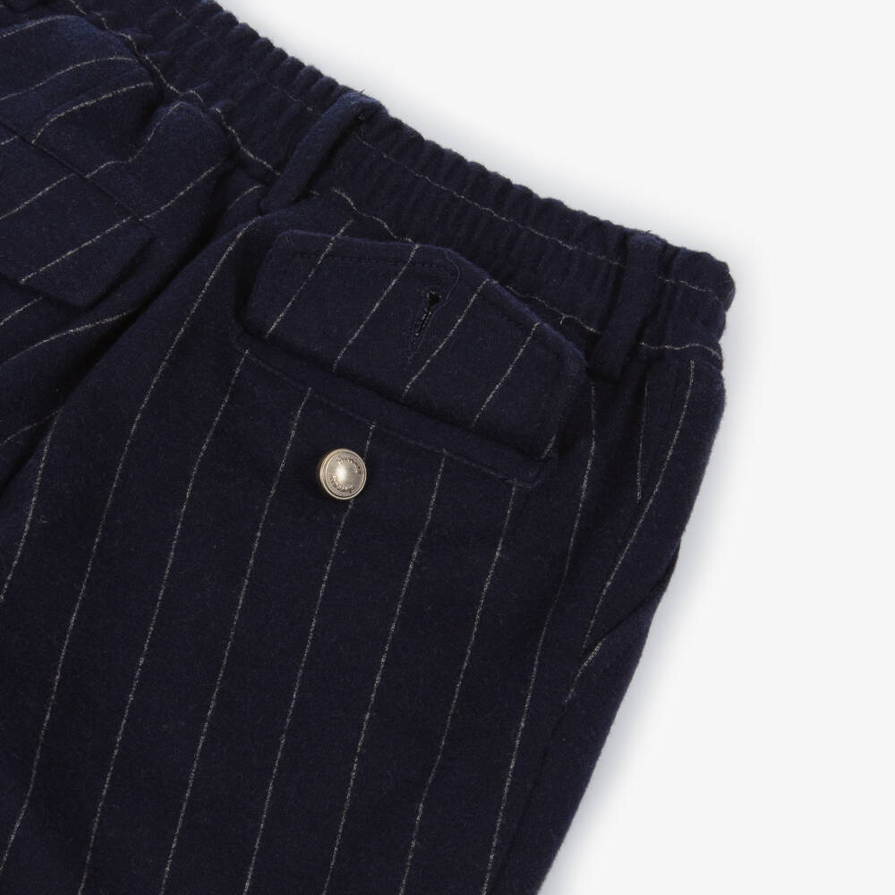 Eleventy-Boys Navy Striped Pull-On Trousers | Childrensalon Outlet