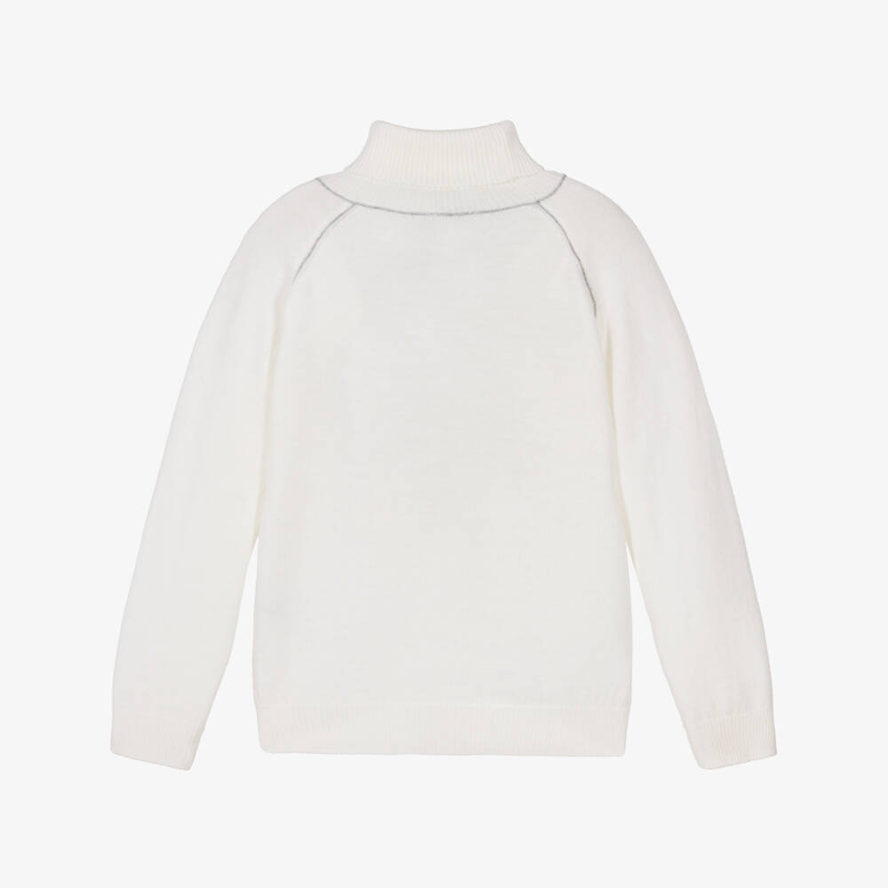 Eleventy-Кремовый шерстяной свитер с воротником для мальчиков | Childrensalon Outlet