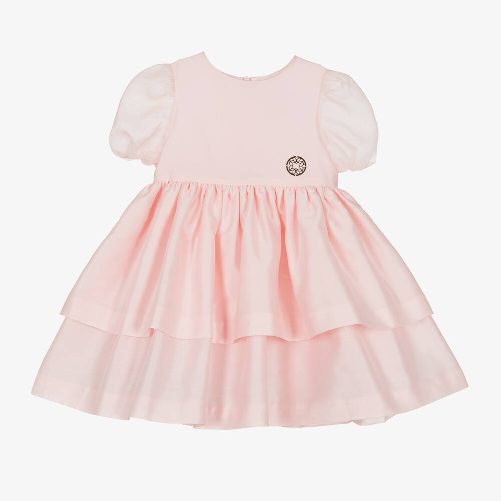 Elie Saab - Rosa Baumwoll- und Seiden-Babykleid | Childrensalon