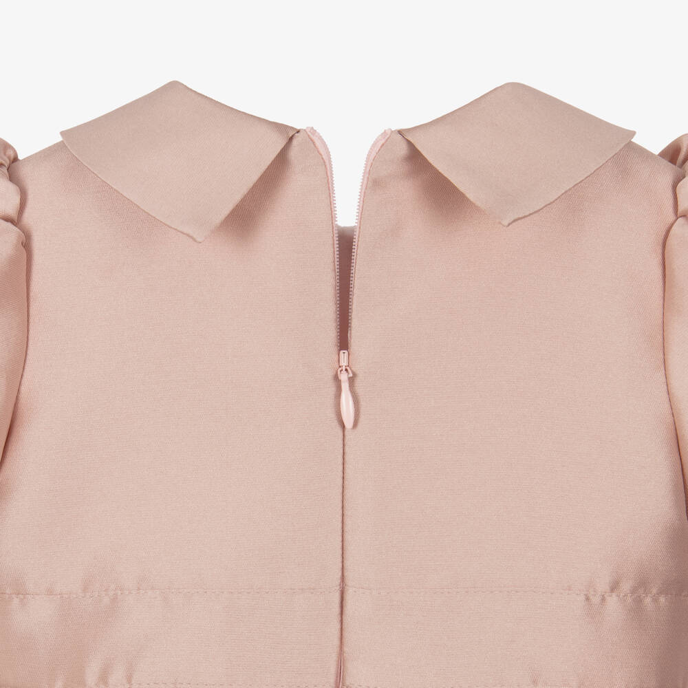 Elie Saab-Baby Girls Pink Satin Puff Sleeve Dress | Childrensalon Outlet