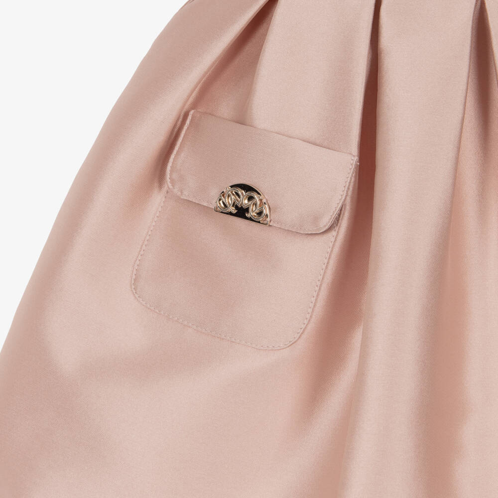 Elie Saab-Baby Girls Pink Satin Puff Sleeve Dress | Childrensalon Outlet