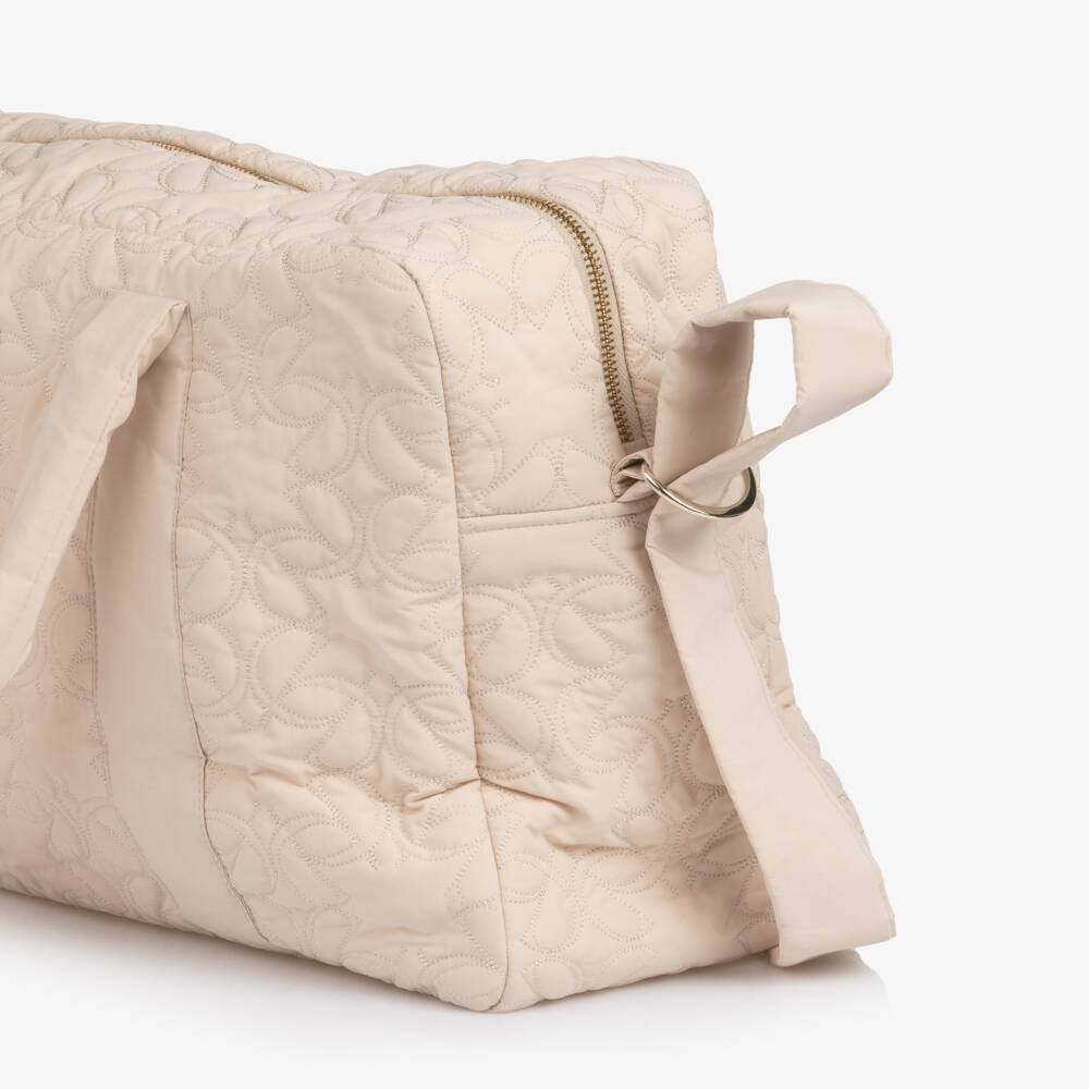 Elie Saab-Beige Quilted Changing Bag with Embroidered Logo Design (44cm) | Childrensalon Outlet