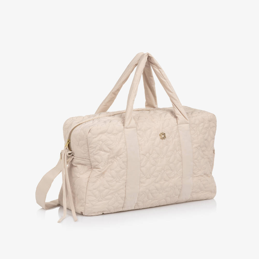 Elie Saab-Beige Quilted Changing Bag with Embroidered Logo Design (44cm) | Childrensalon Outlet