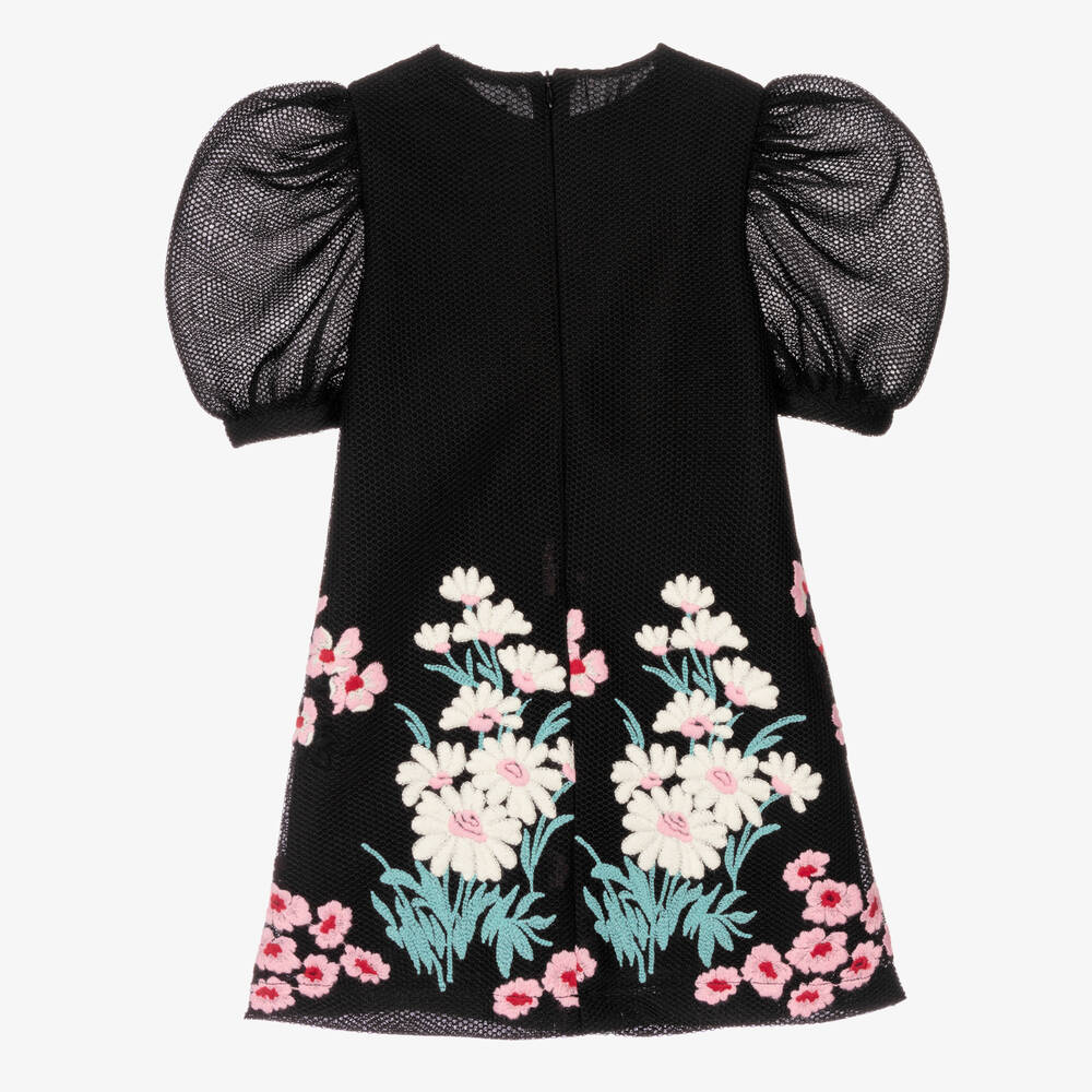 Elie Saab-Black Floral Embroidered Dress | Childrensalon Outlet