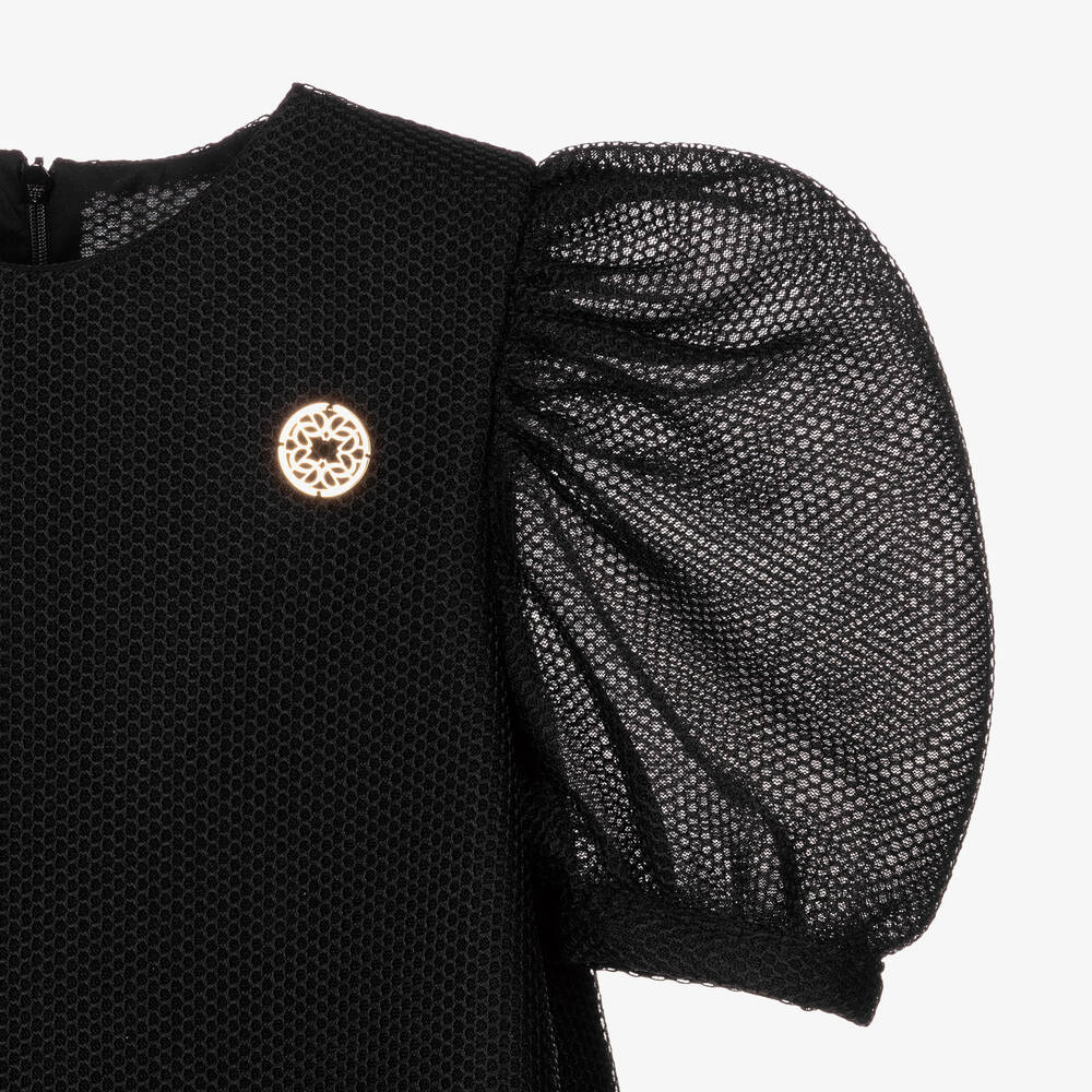 Elie Saab-Black Floral Embroidered Dress | Childrensalon Outlet