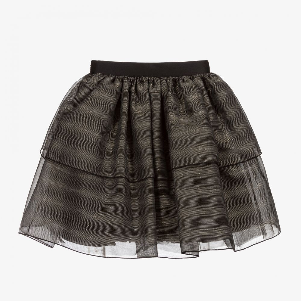 Elie Saab-Black Lurex Chiffon Skirt | Childrensalon Outlet
